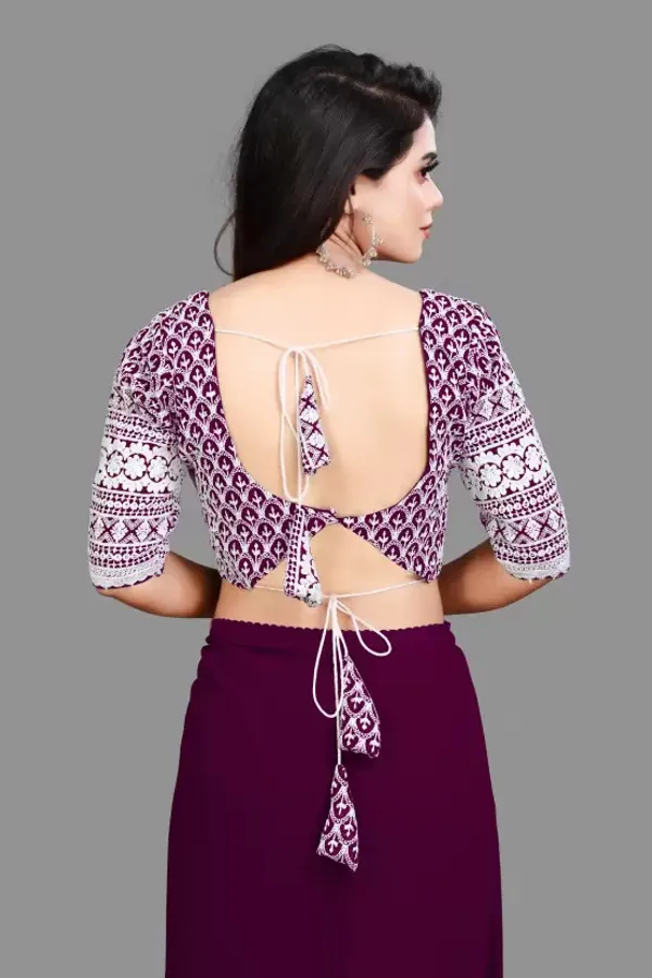 Purple_Georgette_Solid/Plain_Party_And_Festive_Bollywood_Pure_Saree_With_unstitched_Blouse