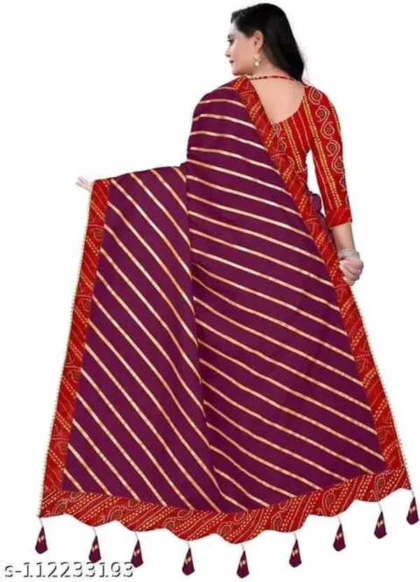 Purple_Silk_Blend_Floral_Print_Wedding_And_Festive_Leheria_Pure_Saree_With_unstitched_Blouse