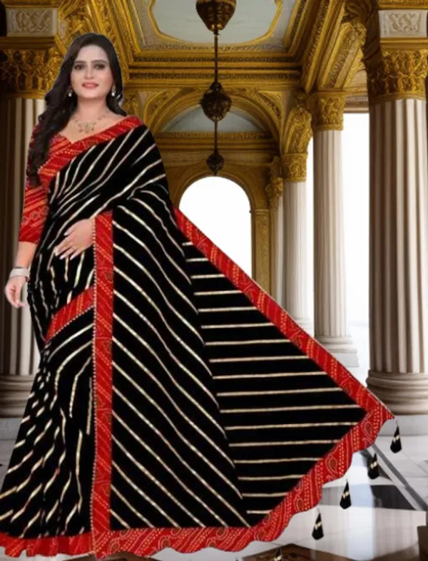 Purple_Silk_Blend_Floral_Print_Wedding_And_Festive_Leheria_Pure_Saree_With_unstitched_Blouse