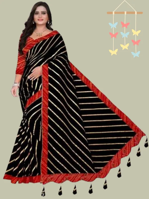 Purple_Silk_Blend_Floral_Print_Wedding_And_Festive_Leheria_Pure_Saree_With_unstitched_Blouse