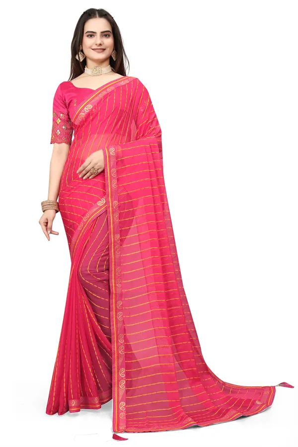 Pink_Jacquard_Printed_Casual_Banarasi_Synthetic_Saree_With_unstitched_Blouse