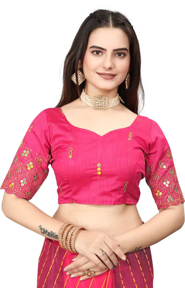 Pink_Jacquard_Printed_Casual_Banarasi_Synthetic_Saree_With_unstitched_Blouse