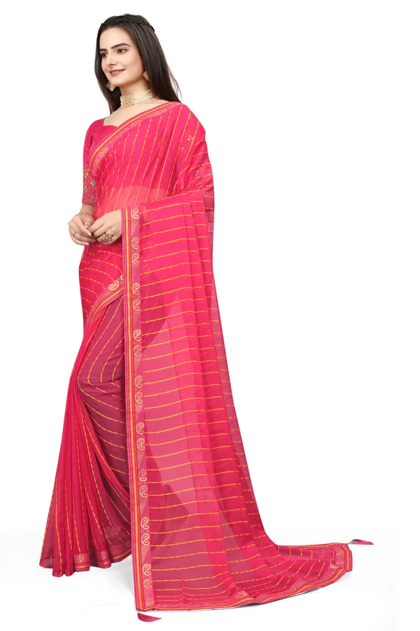 Pink_Jacquard_Printed_Casual_Banarasi_Synthetic_Saree_With_unstitched_Blouse