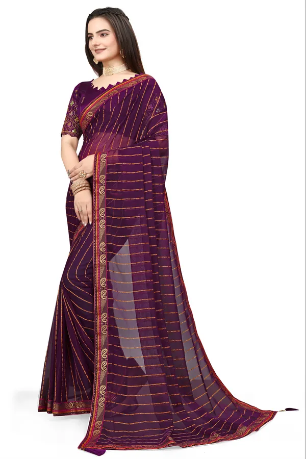 Purple_Jacquard_Printed_Casual_Banarasi_Synthetic_Saree_With_unstitched_Blouse