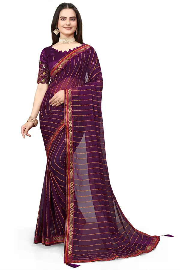 Purple_Jacquard_Printed_Casual_Banarasi_Synthetic_Saree_With_unstitched_Blouse