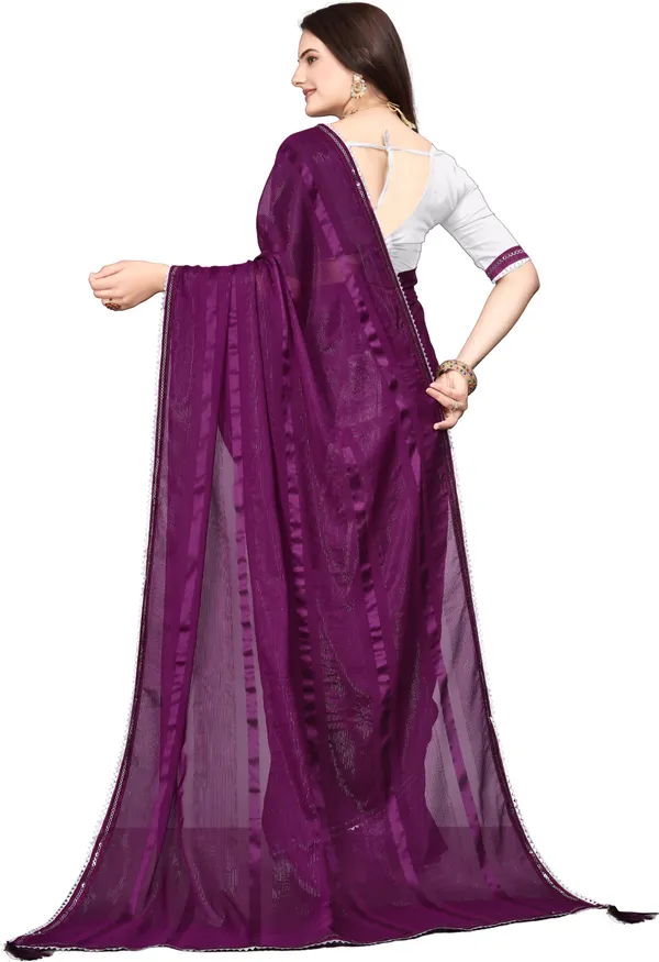 Maroon_Georgette_Solid/Plain_Party_And_Festive_Banarasi_Synthetic_Saree_With_unstitched_Blouse