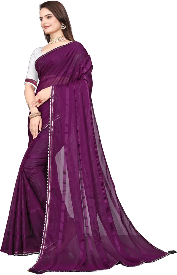 Maroon_Georgette_Solid/Plain_Party_And_Festive_Banarasi_Synthetic_Saree_With_unstitched_Blouse