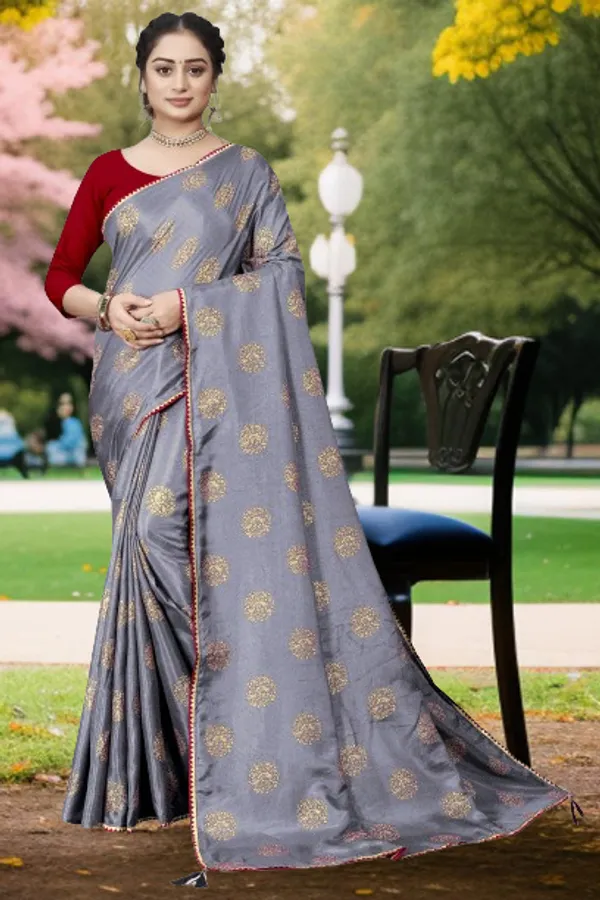 Grey_Silk_Blend_Printed_Party_And_Festive_Bollywood_Pure_Saree_With_unstitched_Blouse
