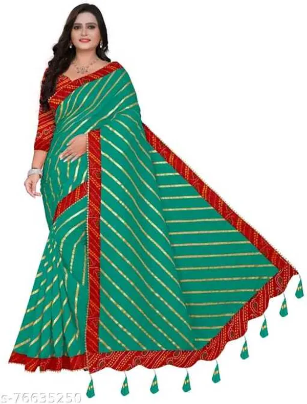 Light_Green_Silk_Blend_Floral_Print_Wedding_And_Festive_Leheria_Pure_Saree_With_unstitched_Blouse
