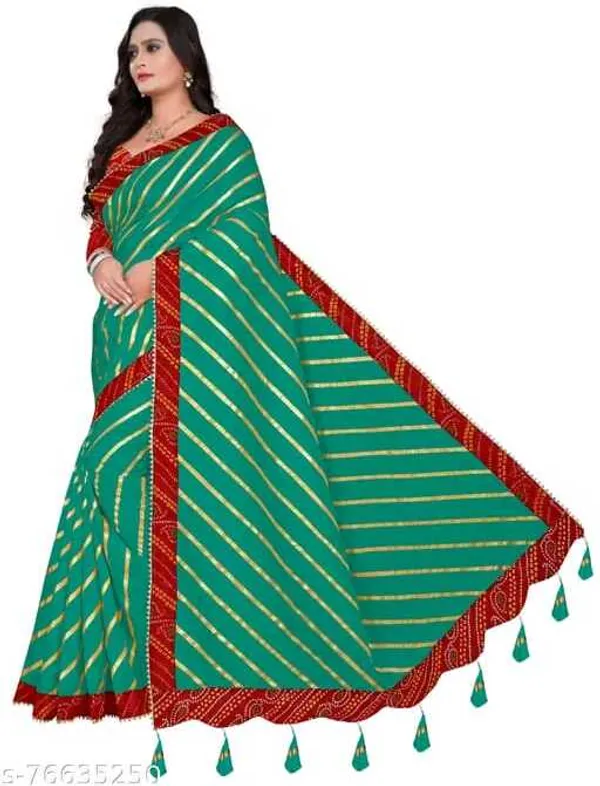 Light_Green_Silk_Blend_Floral_Print_Wedding_And_Festive_Leheria_Pure_Saree_With_unstitched_Blouse