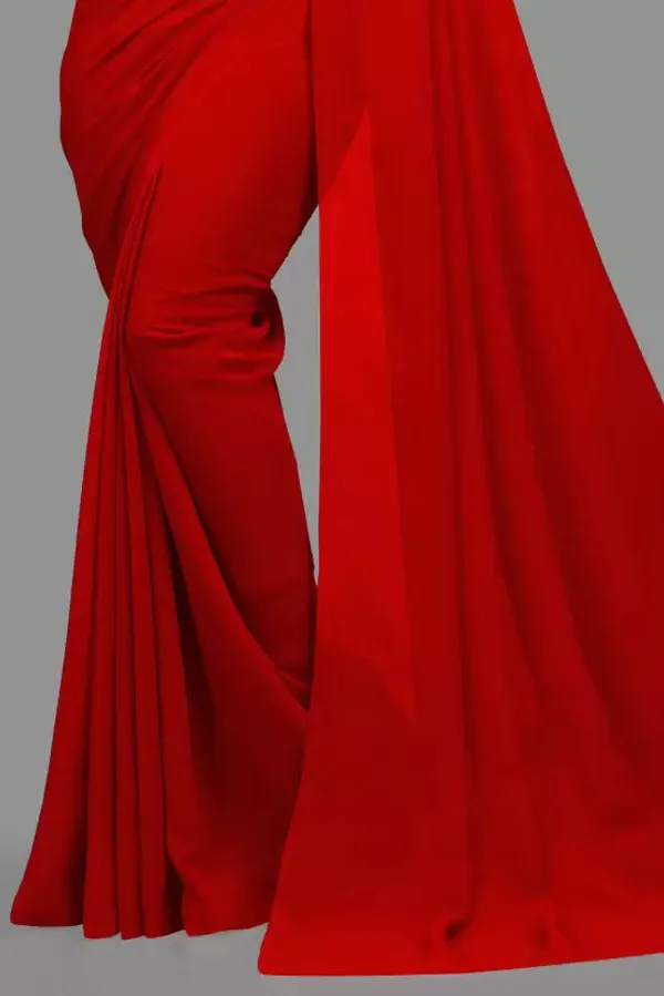 Red_Georgette_Solid/Plain_Party_And_Festive_Bollywood_Pure_Saree_With_unstitched_Blouse