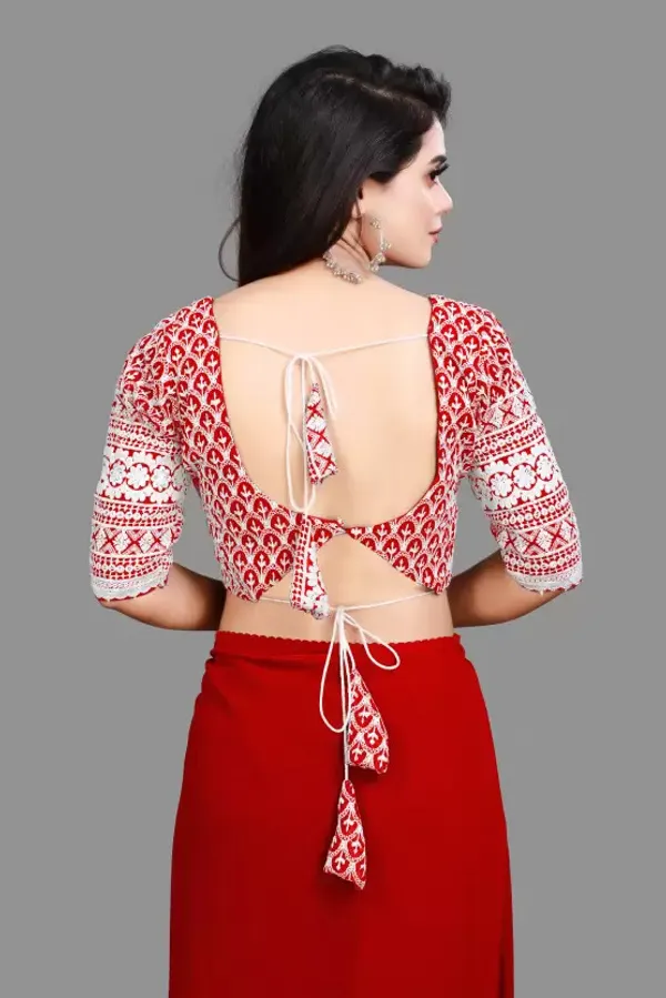 Red_Georgette_Solid/Plain_Party_And_Festive_Bollywood_Pure_Saree_With_unstitched_Blouse