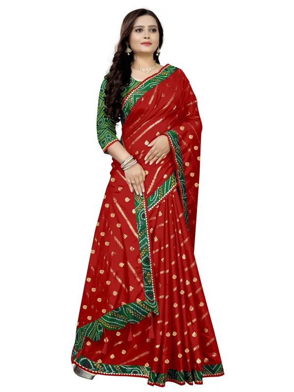 Red_Art_Silk_Printed_Party_And_Festive_Bandhani_Pure_Saree_With_unstitched_Blouse