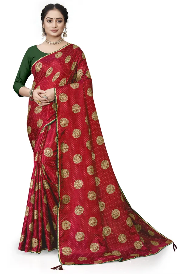 Red_Silk_Blend_Printed_Party_And_Festive_Bollywood_Pure_Saree_With_unstitched_Blouse