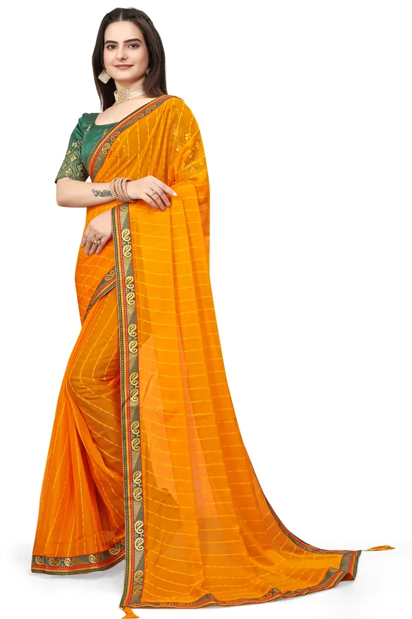 Yellow_Jacquard_Printed_Casual_Banarasi_Synthetic_Saree_With_unstitched_Blouse