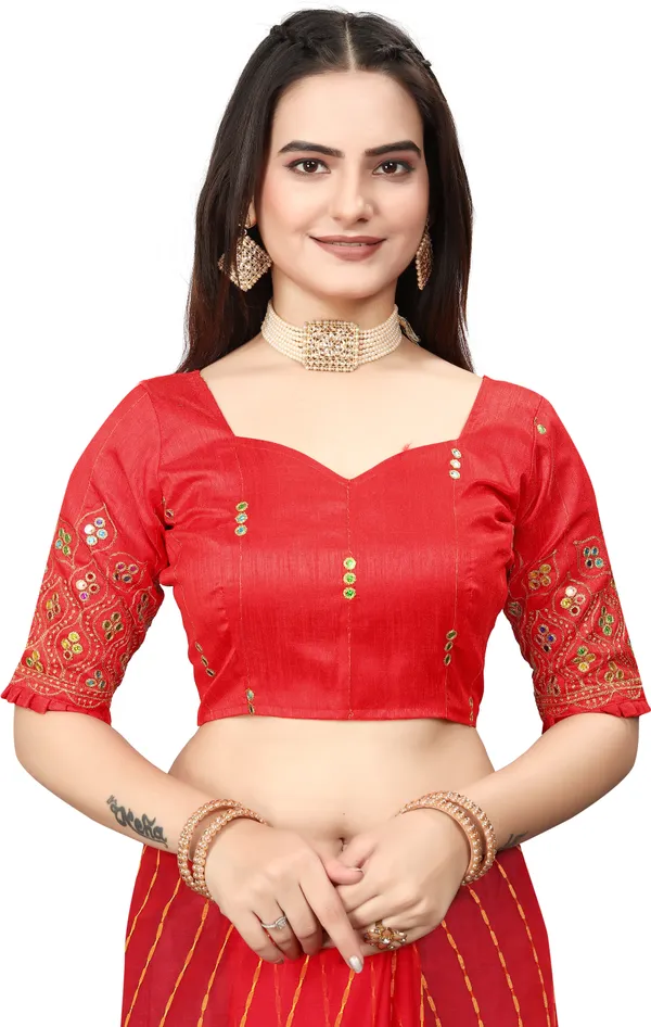 Red_Jacquard_Printed_Casual_Banarasi_Synthetic_Saree_With_unstitched_Blouse