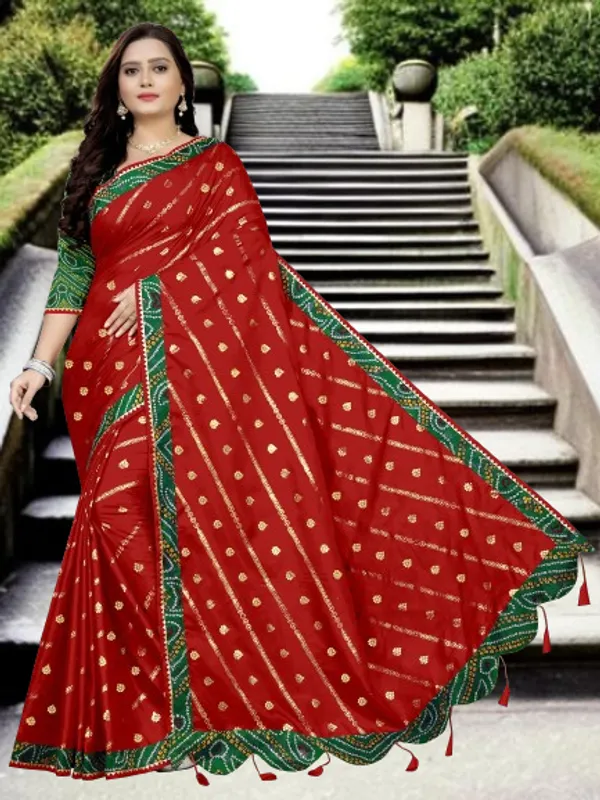 Red_Art_Silk_Printed_Party_And_Festive_Bandhani_Pure_Saree_With_unstitched_Blouse