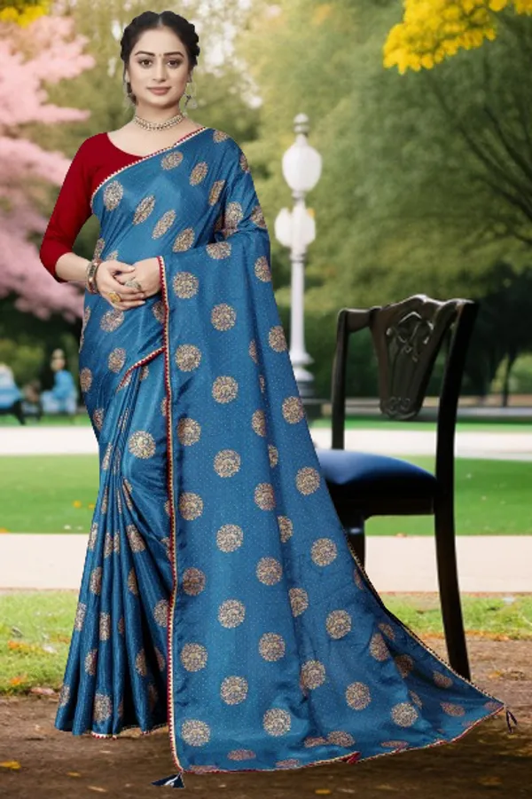 Light_Blue_Silk_Blend_Printed_Party_And_Festive_Bollywood_Pure_Saree_With_unstitched_Blouse