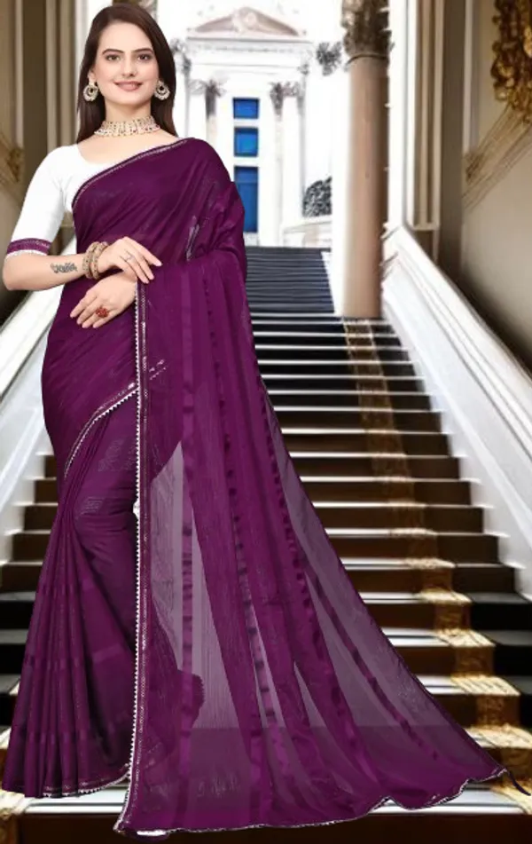 Maroon_Georgette_Solid/Plain_Party_And_Festive_Banarasi_Synthetic_Saree_With_unstitched_Blouse