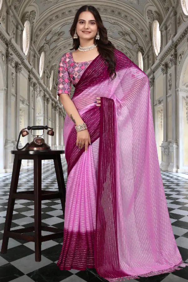 Pink__Designer_Fancy_Padding_Saree_With_unstitched_Blouse