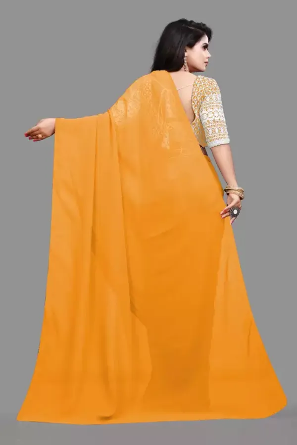 Yellow_Georgette_Solid/Plain_Party_And_Festive_Bollywood_Pure_Saree_With_unstitched_Blouse