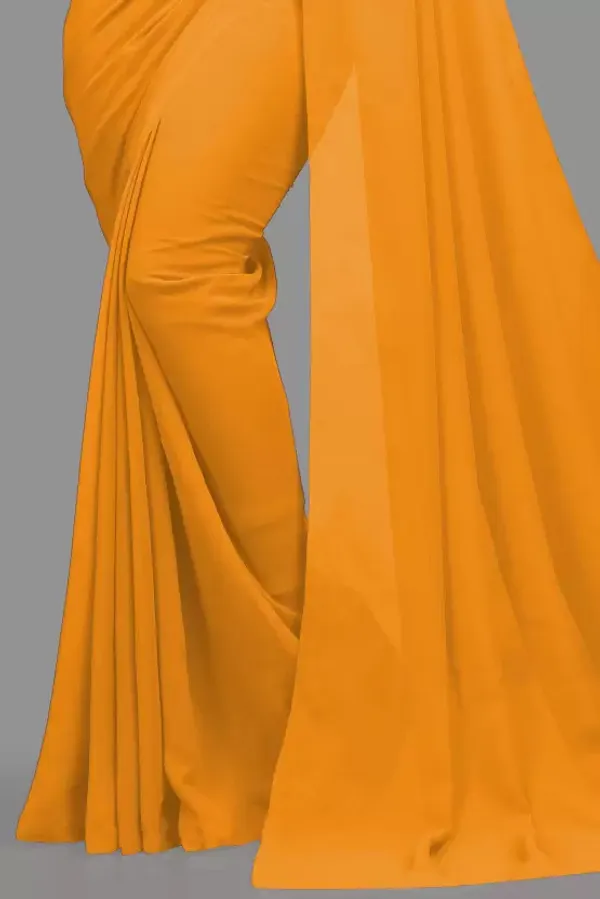 Yellow_Georgette_Solid/Plain_Party_And_Festive_Bollywood_Pure_Saree_With_unstitched_Blouse