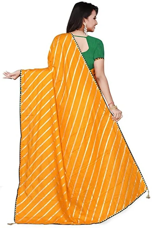 Yellow_Silk_Blend_Floral_Print_Wedding_And_Festive_Leheria_Blend_Saree_With_unstitched_Blouse