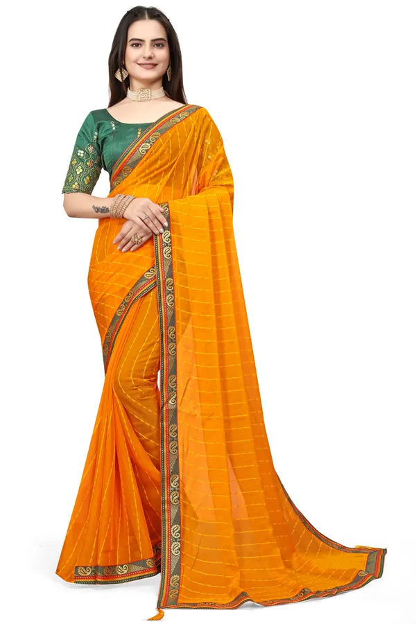 Yellow_Jacquard_Printed_Casual_Banarasi_Synthetic_Saree_With_unstitched_Blouse