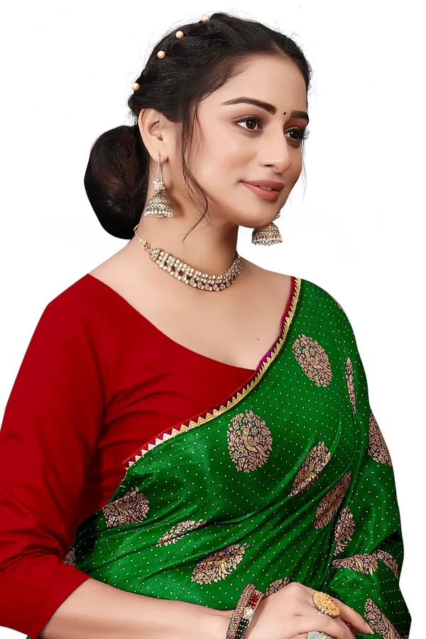 Green_Silk_Blend_Printed_Party_And_Festive_Bollywood_Pure_Saree_With_unstitched_Blouse