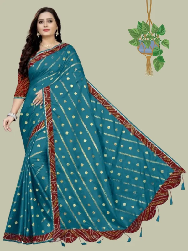 Blue_Art_Silk_Printed_Party_And_Festive_Bandhani_Pure_Saree_With_unstitched_Blouse