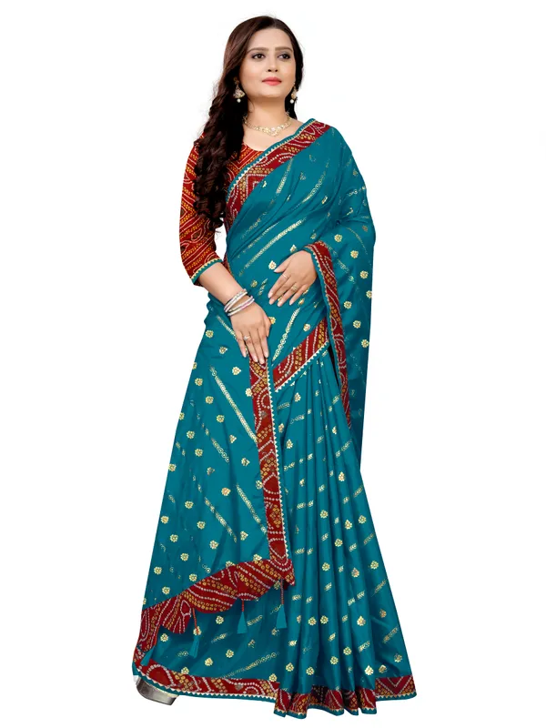 Blue_Art_Silk_Printed_Party_And_Festive_Bandhani_Pure_Saree_With_unstitched_Blouse