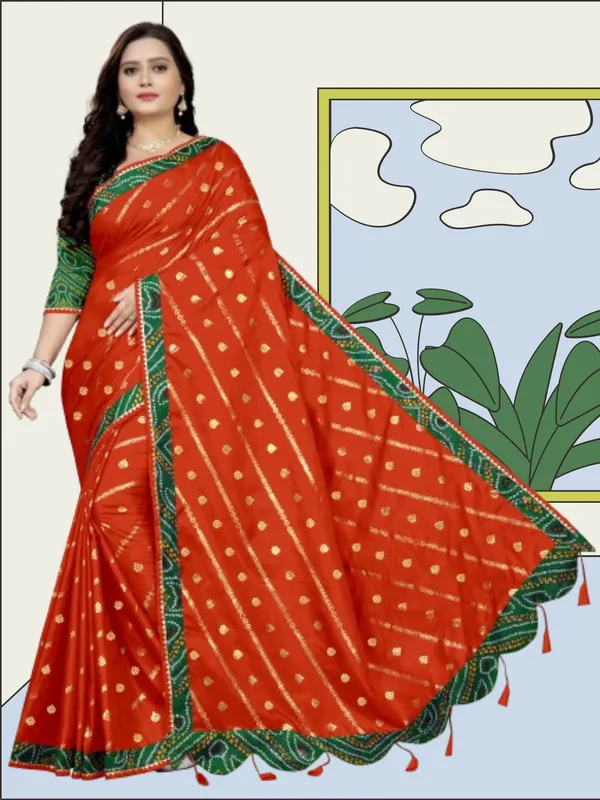 Orange_Pure_Silk_Floral_Print_Wedding_And_Festive_Bollywood_Pure_Saree_With_unstitched_Blouse