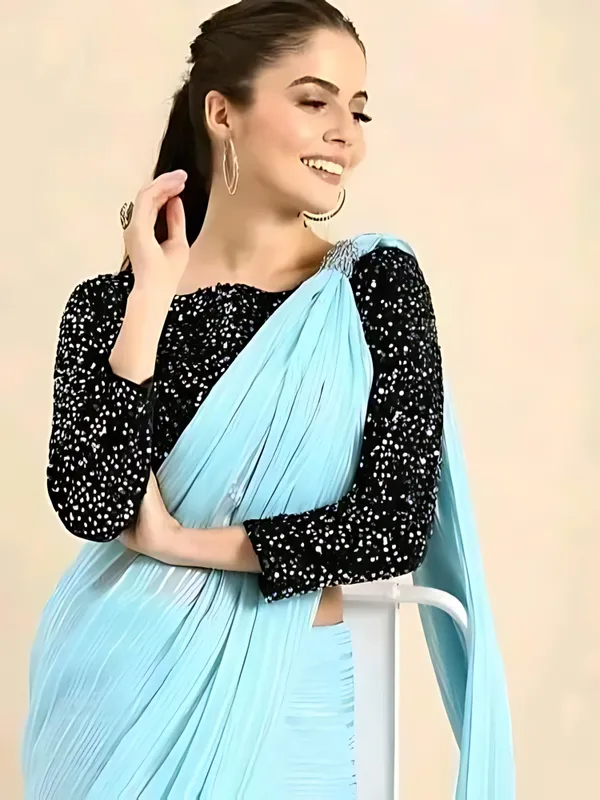 Sky_Designer_Fancy_Chiffon_Saree_With_Sequance_Blouse_Piece