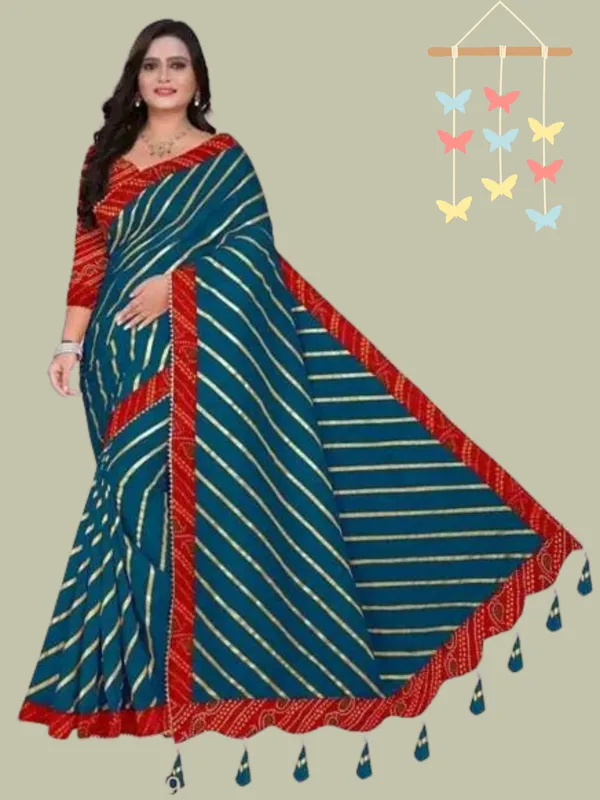 Purple_Silk_Blend_Floral_Print_Wedding_And_Festive_Leheria_Pure_Saree_With_unstitched_Blouse