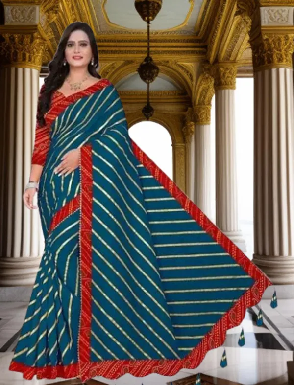 Purple_Silk_Blend_Floral_Print_Wedding_And_Festive_Leheria_Pure_Saree_With_unstitched_Blouse