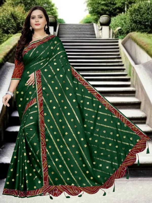 Dark_Green_Art_Silk_Printed_Party_And_Festive_Bollywood_Pure_Saree_With_unstitched_Blouse
