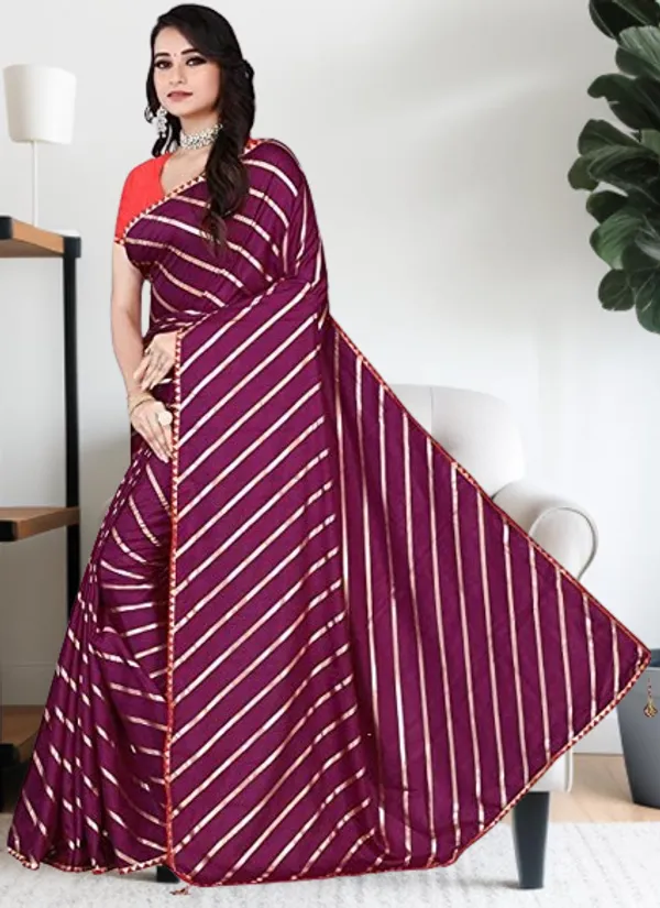 Purple_Silk_Blend_Floral_Print_Wedding_And_Festive_Leheria_Blend_Saree_With_unstitched_Blouse