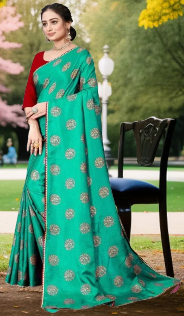 Light_Green_Silk_Blend_Printed_Party_And_Festive_Bollywood_Pure_Saree_With_unstitched_Blouse