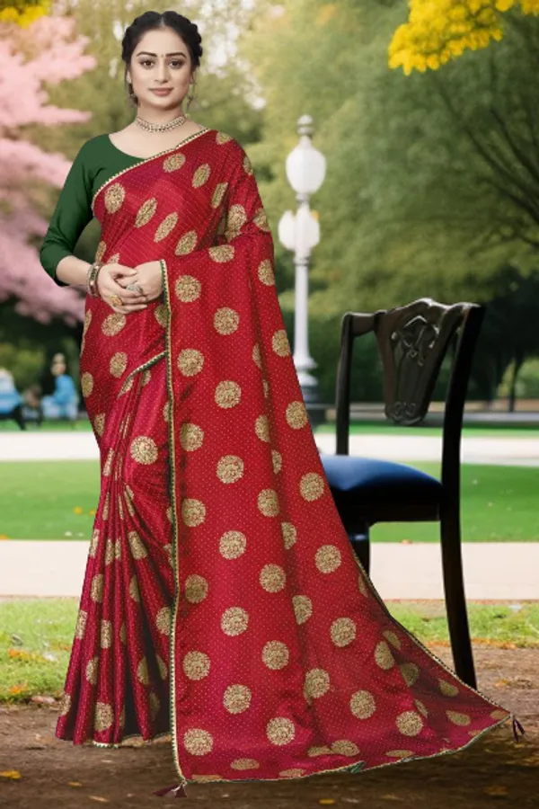 Red_Silk_Blend_Printed_Party_And_Festive_Bollywood_Pure_Saree_With_unstitched_Blouse