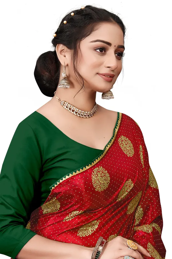 Red_Silk_Blend_Printed_Party_And_Festive_Bollywood_Pure_Saree_With_unstitched_Blouse