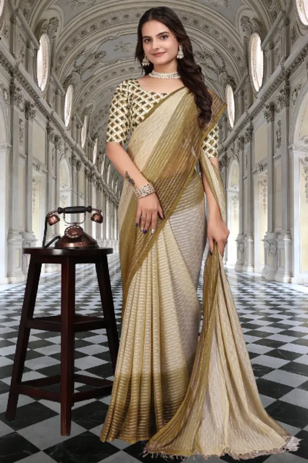 Chikoo_Designer_Fancy_Padding_Saree