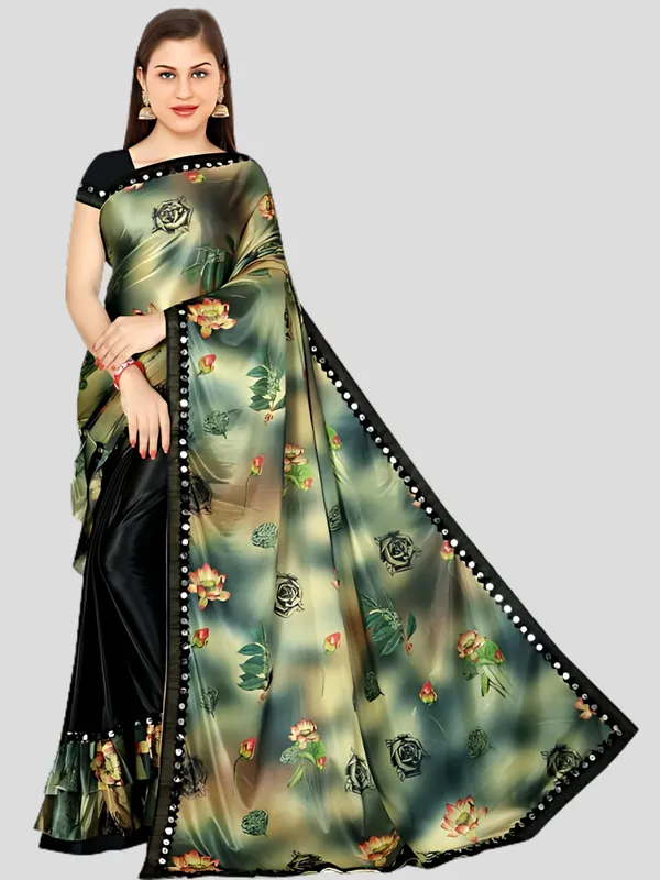 Black_Lycra_Blend_Digital_Print_Wedding_And_Festive_Bollywood_Blend_Saree_With_unstitched_Blouse