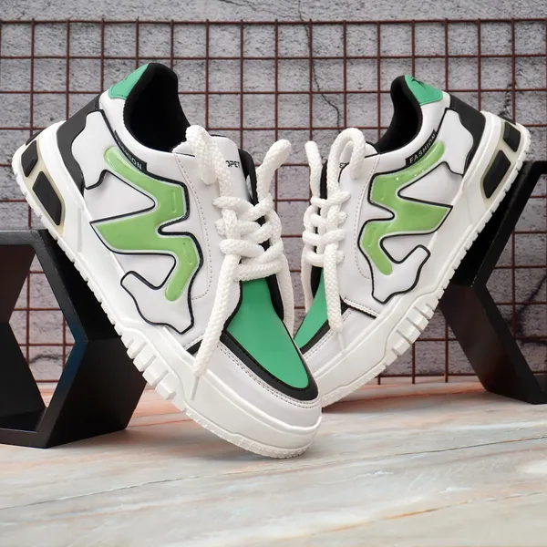 White_Synthetic_Leather_Sneakers_For_Men