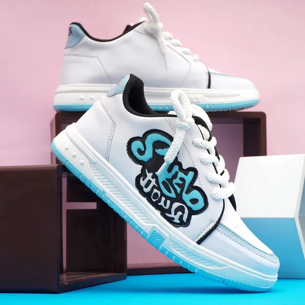 White_Synthetic_Leather_Sneakers_For_Men