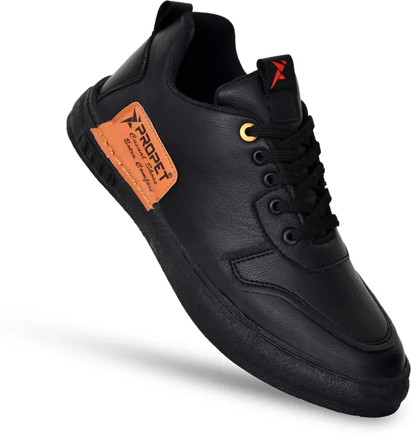 Black_Synthetic_Leather_Sneakers_For_Men