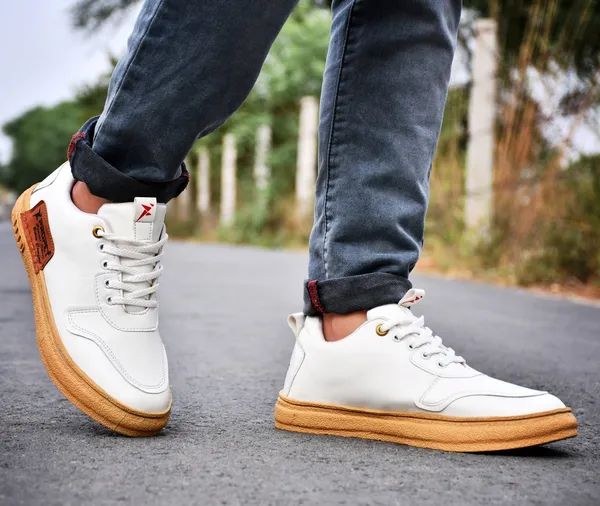 White_Synthetic_Leather_Sneakers_For_Men
