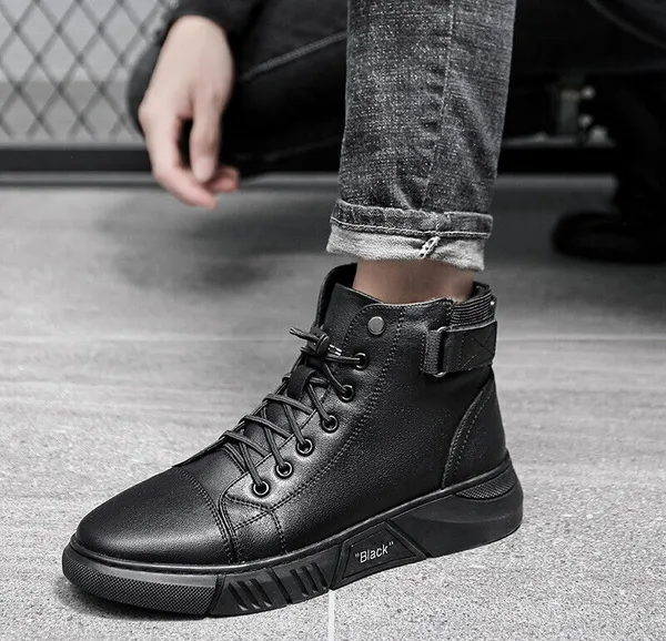 Black_Synthetic_Leather_Boots_For_Men