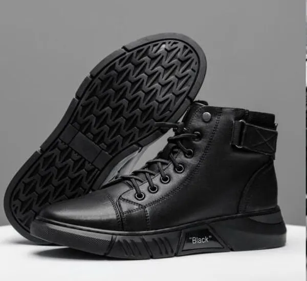 Black_Synthetic_Leather_Boots_For_Men
