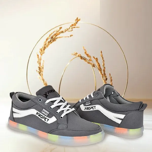 Grey_Synthetic_Leather_Sneakers_For_Men