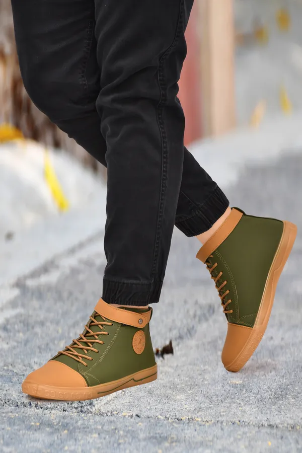 Green_Synthetic_Leather_High_Tops_For_Men